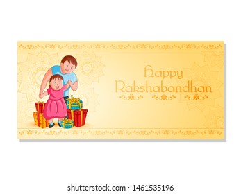 Elegant Rakhi for Brother and Sister bonding in Raksha Bandhan festival from India in vector greeting background