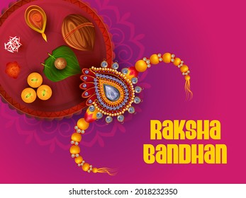 Elegant Rakhi for Brother and Sister bonding in Raksha Bandhan festival from India in vector greeting background