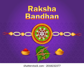 Elegant Rakhi for Brother and Sister bonding in Raksha Bandhan festival from India in vector greeting background