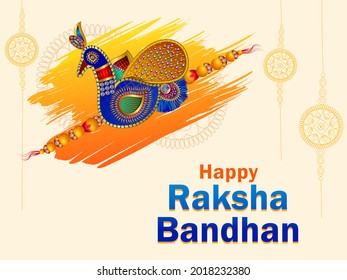 Elegant Rakhi for Brother and Sister bonding in Raksha Bandhan festival from India in vector greeting background