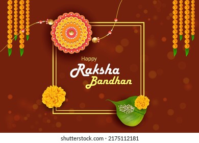 Elegant Rakhi for Brother and Sister bonding in Raksha Bandhan festival from India in vector greeting background