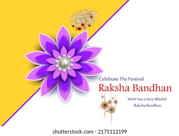 Elegant Rakhi for Brother and Sister bonding in Raksha Bandhan festival from India in vector greeting background