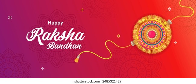 Elegant Rakhi for Brother and Sister bonding in Raksha Bandhan festival from India in vector greeting background