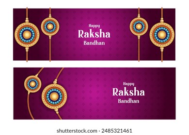 Elegant Rakhi for Brother and Sister bonding in Raksha Bandhan festival from India in vector greeting background