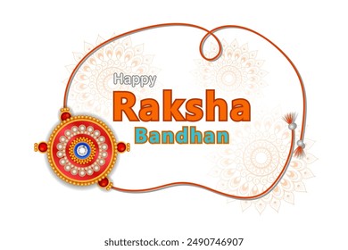 Elegant Rakhi for Brother and Sister bonding in Raksha Bandhan festival from India in vector greeting background