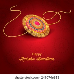 Elegant Rakhi for Brother and Sister bonding in Raksha Bandhan festival from India in vector greeting background