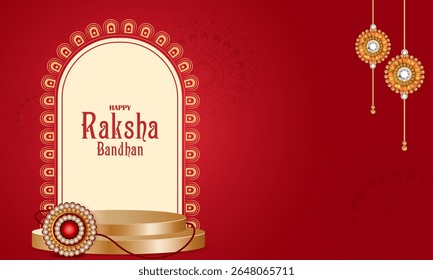 Elegant Rakhi for Brother and Sister bonding in Raksha Bandhan festival from India in vector greeting background