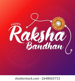 Elegant Rakhi for Brother and Sister bonding in Raksha Bandhan festival from India in vector greeting background