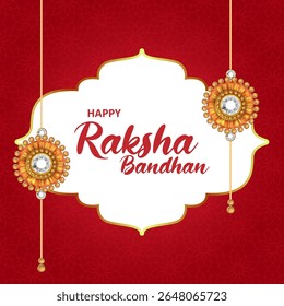 Elegant Rakhi for Brother and Sister bonding in Raksha Bandhan festival from India in vector greeting background