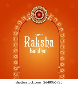 Elegant Rakhi for Brother and Sister bonding in Raksha Bandhan festival from India in vector greeting background