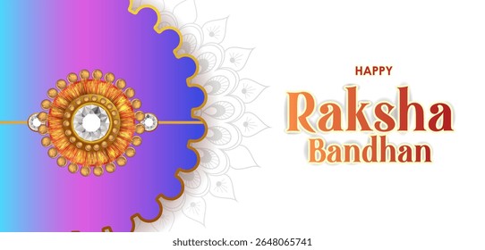 Elegant Rakhi for Brother and Sister bonding in Raksha Bandhan festival from India in vector greeting background