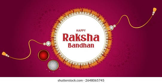 Elegant Rakhi for Brother and Sister bonding in Raksha Bandhan festival from India in vector greeting background