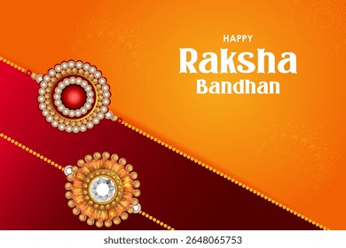 Elegant Rakhi for Brother and Sister bonding in Raksha Bandhan festival from India in vector greeting background