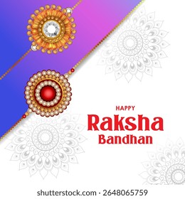 Elegant Rakhi for Brother and Sister bonding in Raksha Bandhan festival from India in vector greeting background