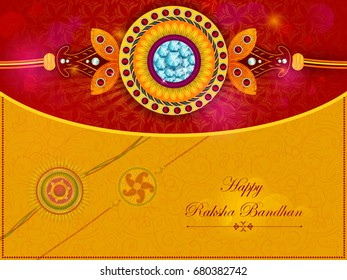 Elegant Rakhi for Brother and Sister bonding in Raksha Bandhan festival from India in vector greeting background