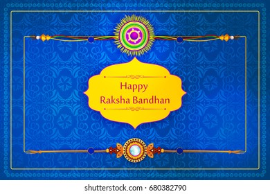 Elegant Rakhi for Brother and Sister bonding in Raksha Bandhan festival from India in vector greeting background