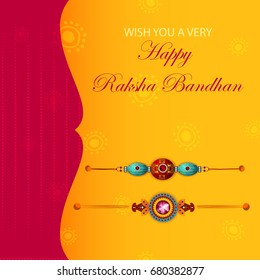 Elegant Rakhi for Brother and Sister bonding in Raksha Bandhan festival from India in vector greeting background