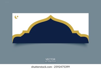 Elegant Ramadan Arch Background with Golden Accents. Premium Ramadan Greeting Card with Golden Highlights