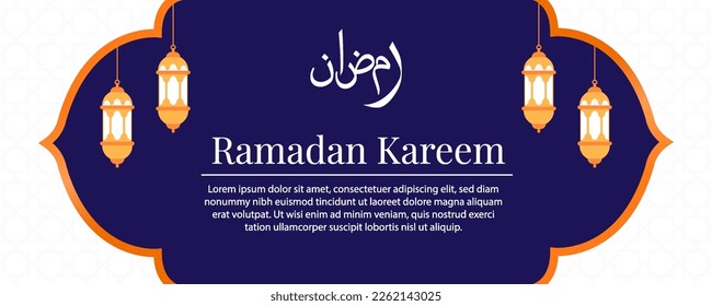 elegant ramadan banner design with frames and lanterns