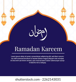 elegant ramadan banner design with frames and lanterns