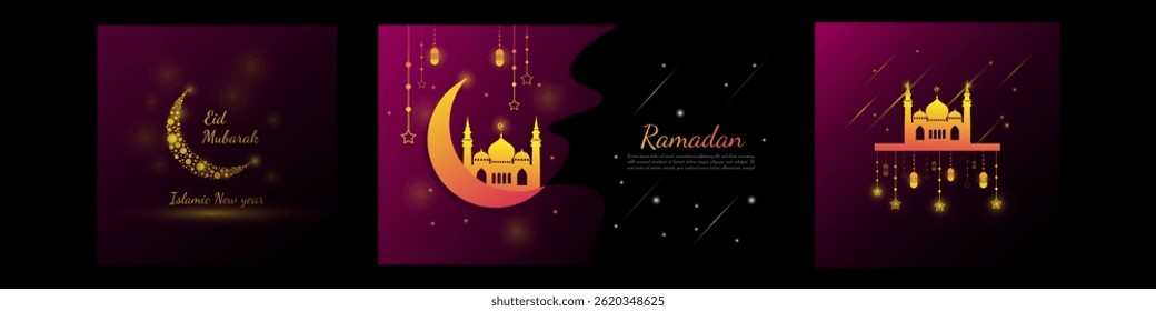 Elegante Colección de fondo de conjunto de Paquete de Ramadán
