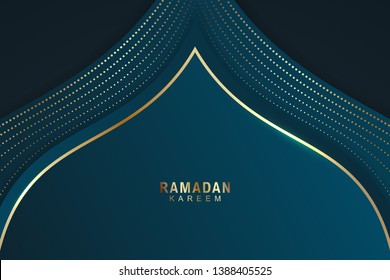 Elegant ramadan kareem background with green and dark color.