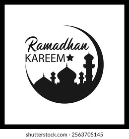  Elegant Ramadan Kareem Badge Design with Mosque Elements