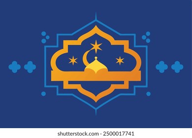 Elegant Ramadan Kareem banner design on a blue background, perfect for festive and religious decor