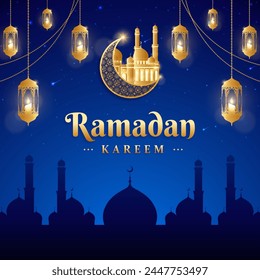 Elegant ramadan kareem card social media post template