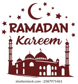 Elegant Ramadan Kareem Design with Grand Mosque and Crescent Moon