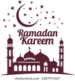 Elegant Ramadan Kareem Design with Grand Mosque and Crescent Moon