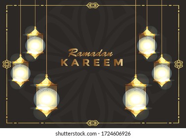 Elegant Ramadan kareem with golden light lampfor background illustration. EPS 10