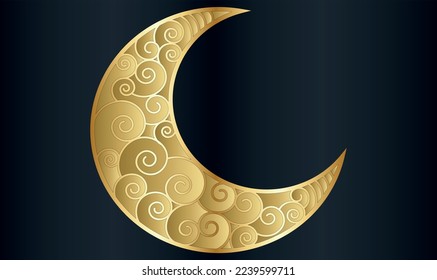 Elegant Ramadan Kareem with golden moon and luminous lantern on blue background. Can be used for greeting card, invitation, calendar, brochure, poster or banner. vector
