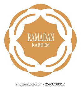 Elegant Ramadan Kareem Greeting Card with Intricate Geometric Design in Warm Tones