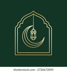 Eleganter Ramadan Kareem islamischer Vektor mit Halbmond und Laternenschmuck