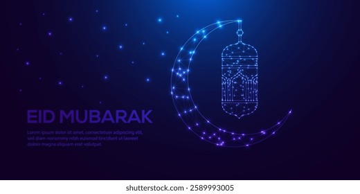 Elegant Ramadan Kareem Mubarak Background with Arabic Calligraphy, Crescent Moon, and Lantern Design
