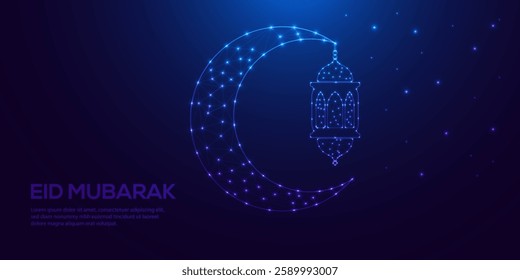 Elegant Ramadan Kareem Mubarak Background with Arabic Calligraphy, Crescent Moon, and Lantern Design
