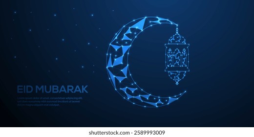 Elegant Ramadan Kareem Mubarak Background with Arabic Calligraphy, Crescent Moon, and Lantern Design
