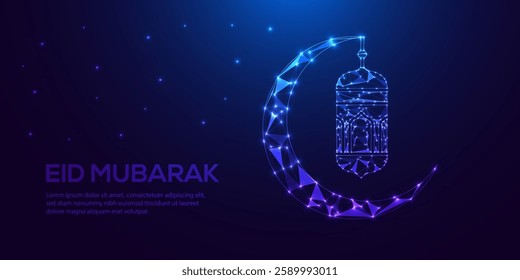 Elegant Ramadan Kareem Mubarak Background with Arabic Calligraphy, Crescent Moon, and Lantern Design
