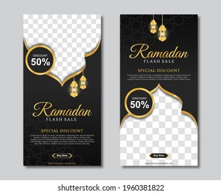 Elegant ramadan sale for social media stories template. Vector illustration