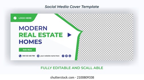 Elegant real estate cover banner photo or home sale social media banner ads design