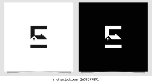 Elegant real estate emblem featuring a letter E and house silhouette design