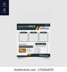 Elegant Real Estate Flyer Home for Sale for Modern Home Interior Design Editable Vector Template