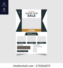 Elegant Real Estate Flyer Home for Sale for Modern Home Interior Design Editable Vector Template