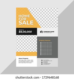 Elegant Real Estate Flyer for Modern Home Interior Design with Yellow color combination Vector template