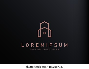 Elegant real estate logo design. Vector illustration of minimalist home and building icon design. Modern logo design line icon template
