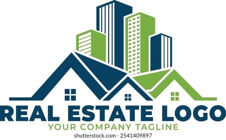 Elegant Real Estate Logo Design,  Commercial, Residential Logo Design, House and Building Logo for Real Estate, Vector Template