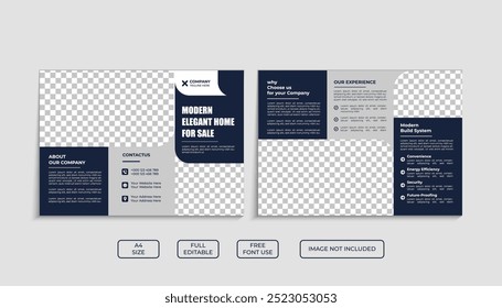 Elegant real estate trifold brochure design template