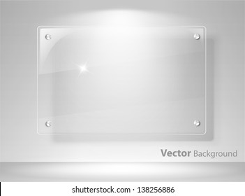 Elegant realistic glass frame on a wall with lights for images and advertisement. Fully editable eps10