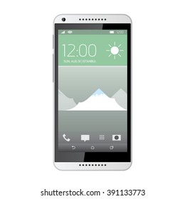 Elegant realistic smartphone with screen icons.